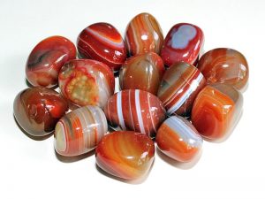 Highly polished Red Banded Agate tumble stone size 2-3 cm.