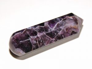 Highly polished Chevron Amethyst wand approximate height 70 mm
