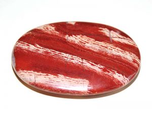 Highly polished Snakeskin Jasper palm stone 70 x 50 mm.