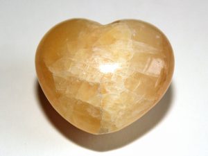 Highly polished Orange Calcite Heart approx 45 mm.