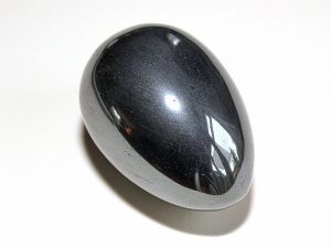 Highly polished Hematite egg approx height 45 mm.