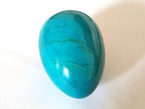 Highly polished Howlite Chrysocolla egg approx height 45 mm.