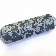 Highly polished Snowflake Obsidian wand approximate height 70 mm