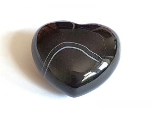 Highly polished Black Banded Agate Heart approx 45 mm. www.naturalhealingshop.co.uk based in Nuneaton for crystals, spiritual healing, meditation, relaxation, spiritual development,workshops.