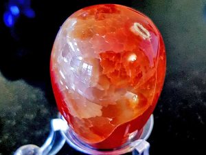 Highly polished Fire Agate egg approximate height 45 mm.