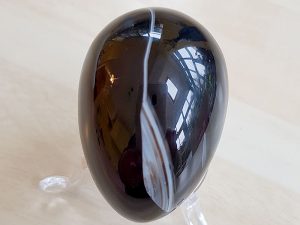 Highly polished Black Banded Agate egg approx height 45 mm. www.naturalhealingshop.co.uk based in Nuneaton for crystals, spiritual healing, meditation, relaxation, spiritual development,workshops.