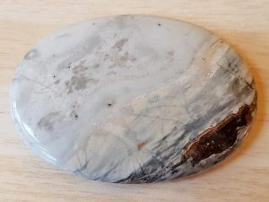 Highly polished picasso jasper palm stone 70 x 40 mm. The palm stones are made from the best grade rough materials to produce a well finished, highly polished product. Used by crystal healers and general therapists for massage and similar treatments. Also perfect for collectors. Being a natural product these stones may have natural blemishes and vary in colour and banding. www.naturalhealingshop.co.uk based in Nuneaton for crystals, spiritual healing, meditation, relaxation, spiritual development,workshops.