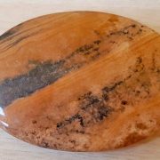 Highly polished picture jasper palm stone 70 x 40 mm. The palm stones are made from the best grade rough materials to produce a well finished, highly polished product. Used by crystal healers and general therapists for massage and similar treatments. Also perfect for collectors. Being a natural product these stones may have natural blemishes and vary in colour and banding. www.naturalhealingshop.co.uk based in Nuneaton for crystals, spiritual healing, meditation, relaxation, spiritual development,workshops.