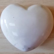 Highly polished White Howlite Heart approx 45 mm. www.naturalhealingshop.co.uk based in Nuneaton for crystals, spiritual healing, meditation, relaxation, spiritual development,workshops.