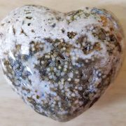 Highly polished Ocean Jasper Heart approx 45 mm. These hearts are perfect for a gift! There are purple velvet pouches or organza bags you can purchase to pop them into for the finishing touch. Being a natural product these stones may have natural blemishes and vary in colour and banding. www.naturalhealingshop.co.uk based in Nuneaton for crystals, spiritual healing, meditation, relaxation, spiritual development,workshops.