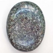 Highly polished Preseli Bluestone thumb stone 40 x 30 mm. The thumb stones have been designed to have a pleasing feel with the highest quality finish. They are shaped to fit beautifully between the thumb and fingers. Being a natural product these stones may have natural blemishes and vary in colour and banding. www.naturalhealingshop.co.uk based in Nuneaton for crystals, spiritual healing, meditation, relaxation, spiritual development,workshops.