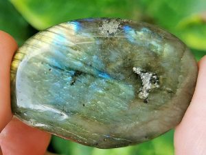 Highly polished Labradorite comfort stone approx size 45 x 30 mm