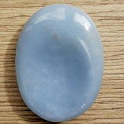 Highly polished Angelite thumb stone 40 x 30 mm. The thumb stones have been designed to have a pleasing feel with the highest quality finish. They are shaped to fit beautifully between the thumb and fingers. Being a natural product these stones may have natural blemishes and vary in colour and banding. www.naturalhealingshop.co.uk based in Nuneaton for crystals, spiritual healing, meditation, relaxation, spiritual development,workshops.